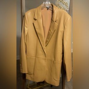 Express Faux leather tan blazer size Large nice weight